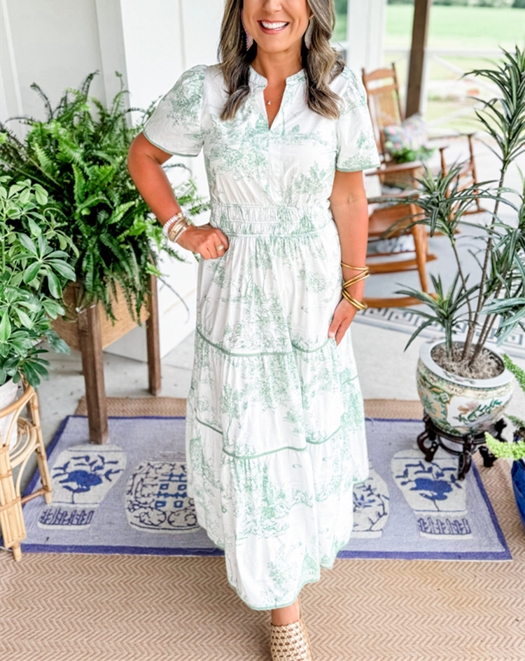 Women's Classic Maxi Dress Toile Print
