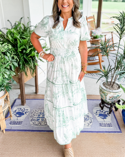 Women's Classic Maxi Dress Toile Print