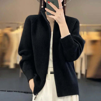 Women's Full-Zip Knit Cardigan Long Sleeve Cozy Sweater