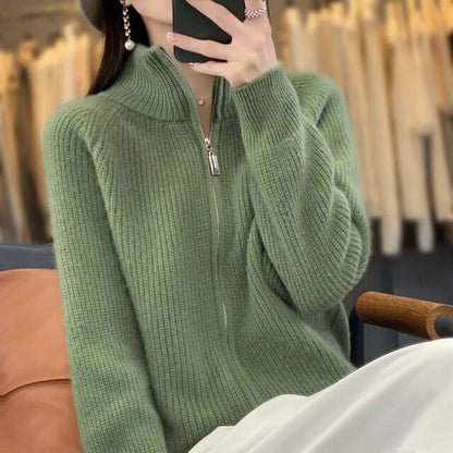 Women's Full-Zip Knit Cardigan Long Sleeve Cozy Sweater