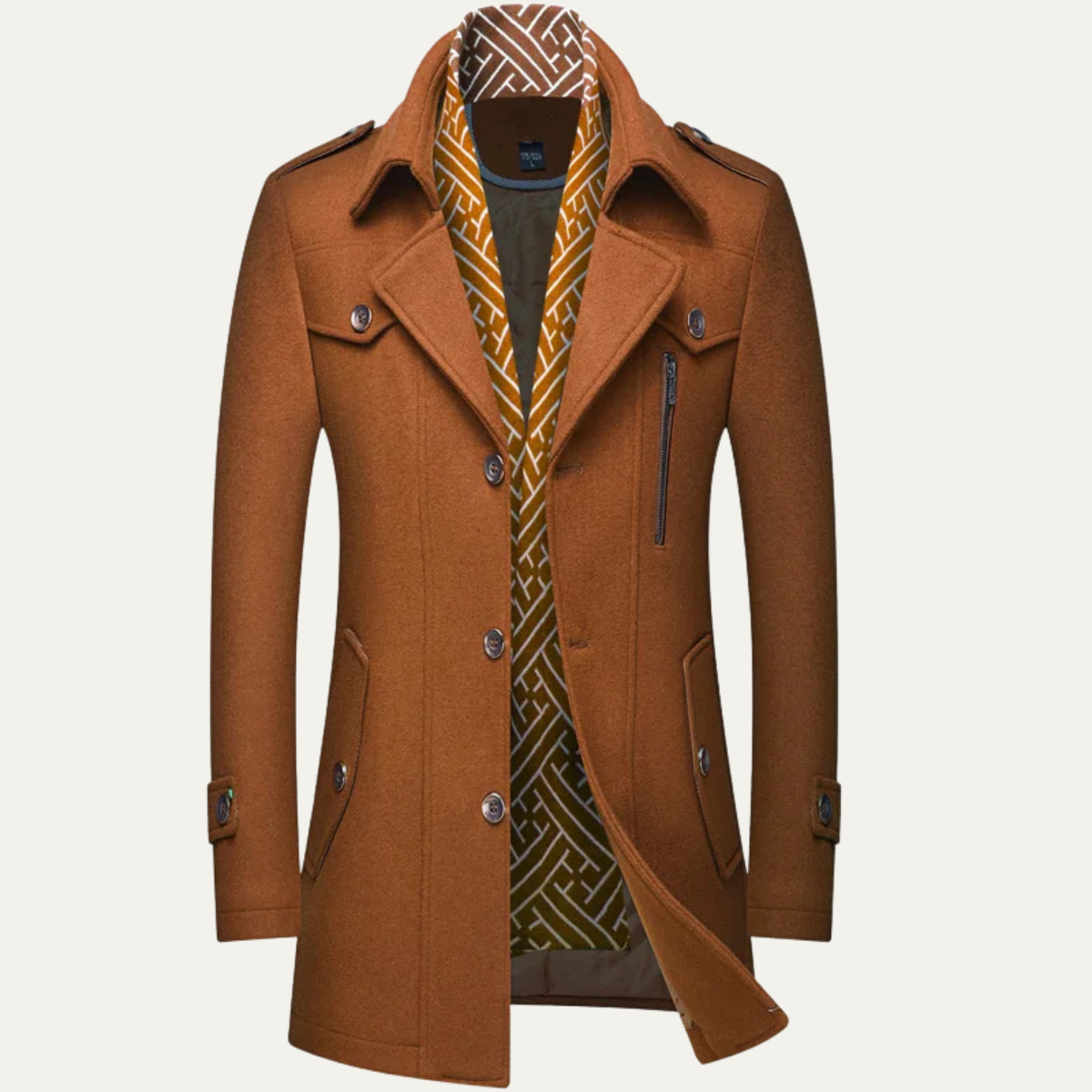 Avebury Men's Double Breasted Trench Coat Waterproof Wool Black