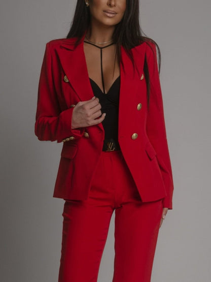 Women's Two Piece Suit Blazer Trousers