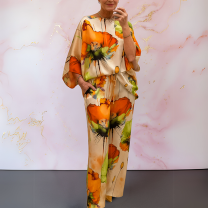 Women's Abstract Floral Print Two-Piece Set