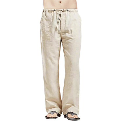 Men's Linen Pants Breathable Oversized Beige