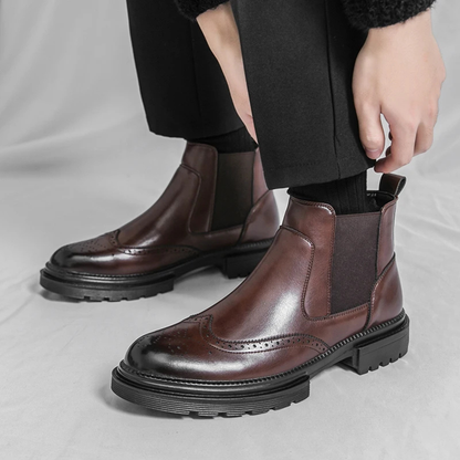 Men's Retro Chelsea Boots Anti-Slip Leather Black