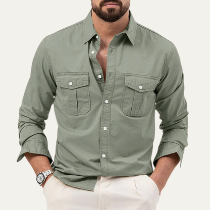 Men's Retro Button Up Shirt Solid