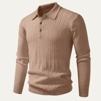 Men's Cotton Polo Sweater Soft Knit