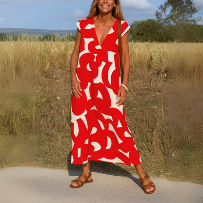 Elegant Ladies V Neck Flowy Evening Gown Dress