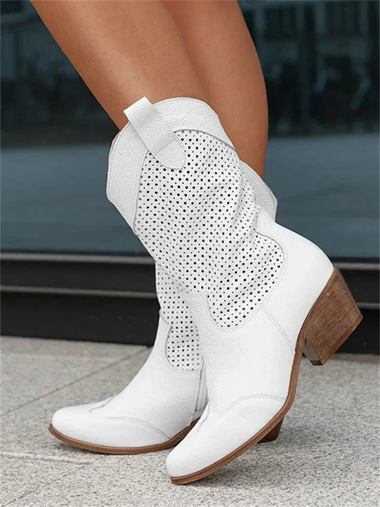 Men's Cowboy Boots Mid Calf Low Heel