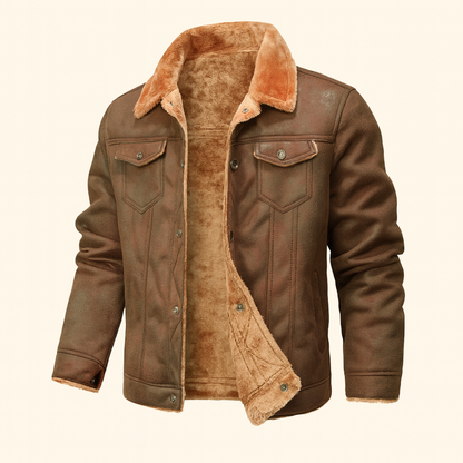 Men's Vintage Leather Shearling Jacket - VibreMode