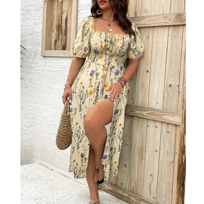 Women's Plus Size Maxi Dress Puff Sleeve