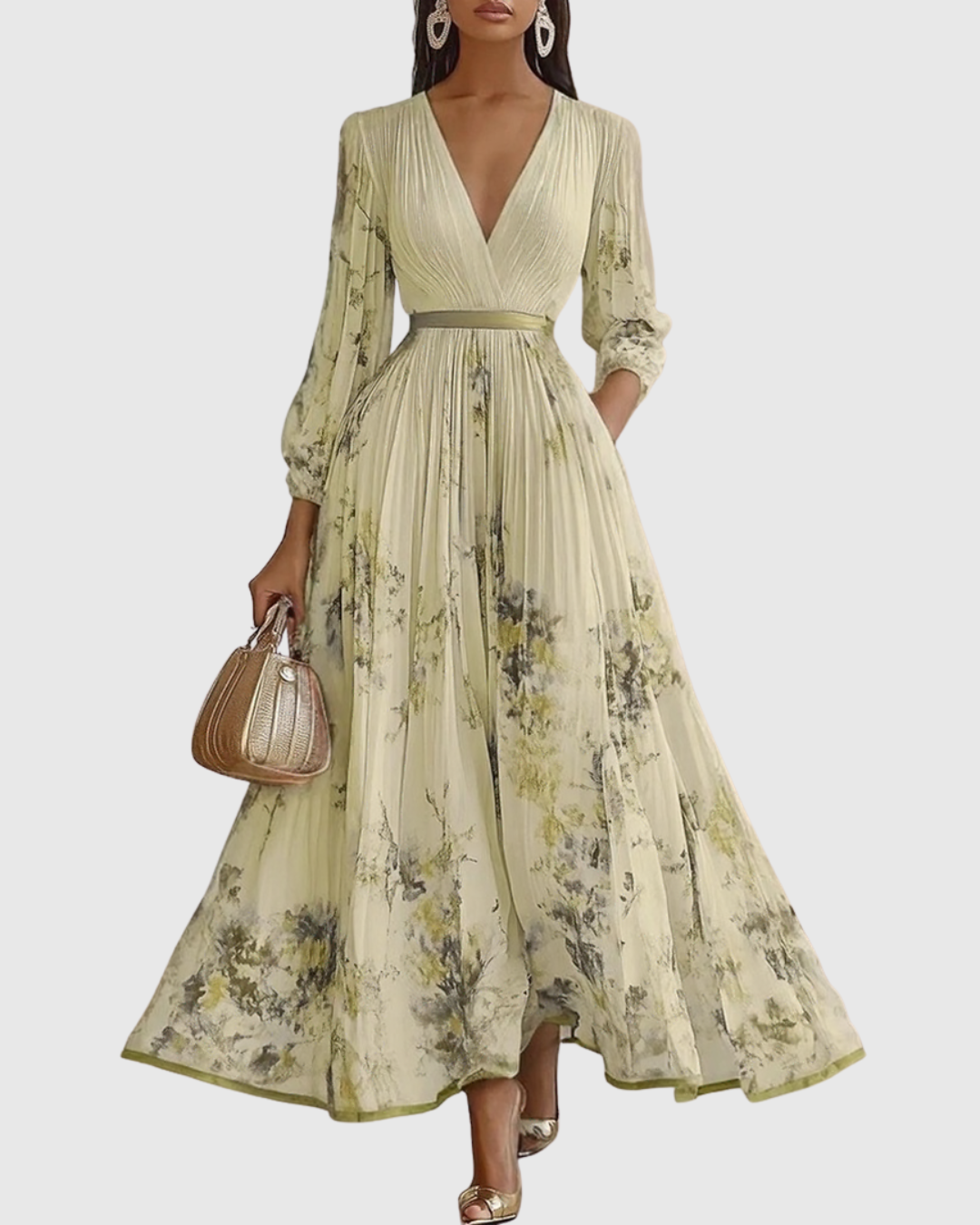 Women's Pleated Maxi Dress Elegant