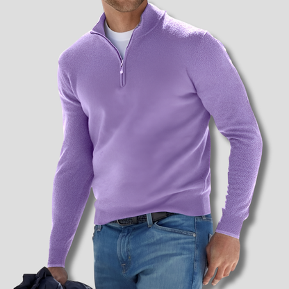 Men's Cotton Knit Zipper Pullover Sweater
