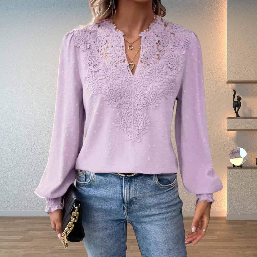 Women's Long Sleeve Embroidered Blouse