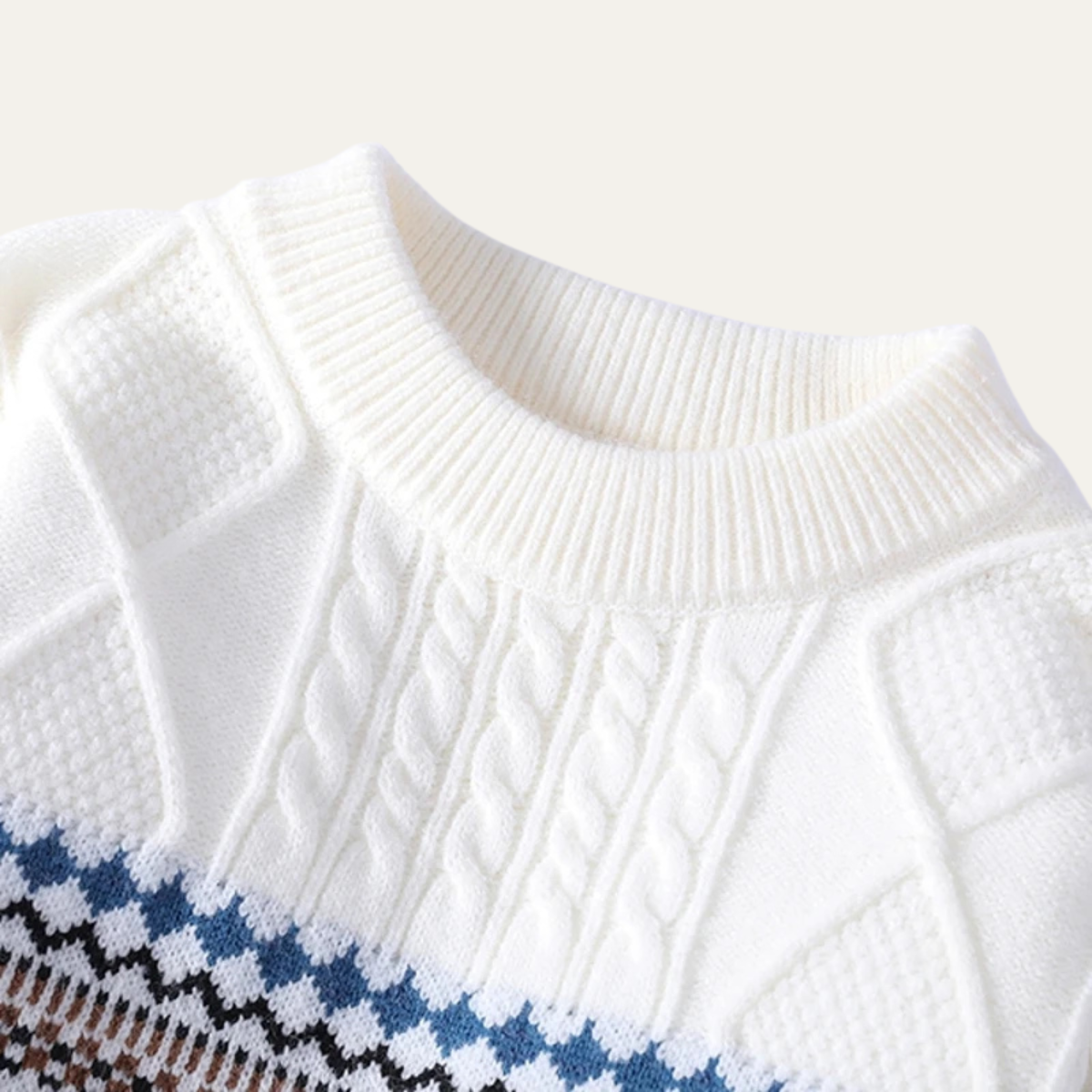 Men's Knit Crewneck Sweater Nordic Pattern Warm