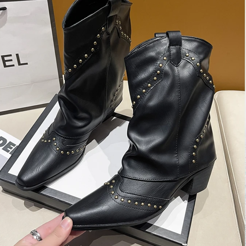 Women's Studded Ankle Boots Slouchy