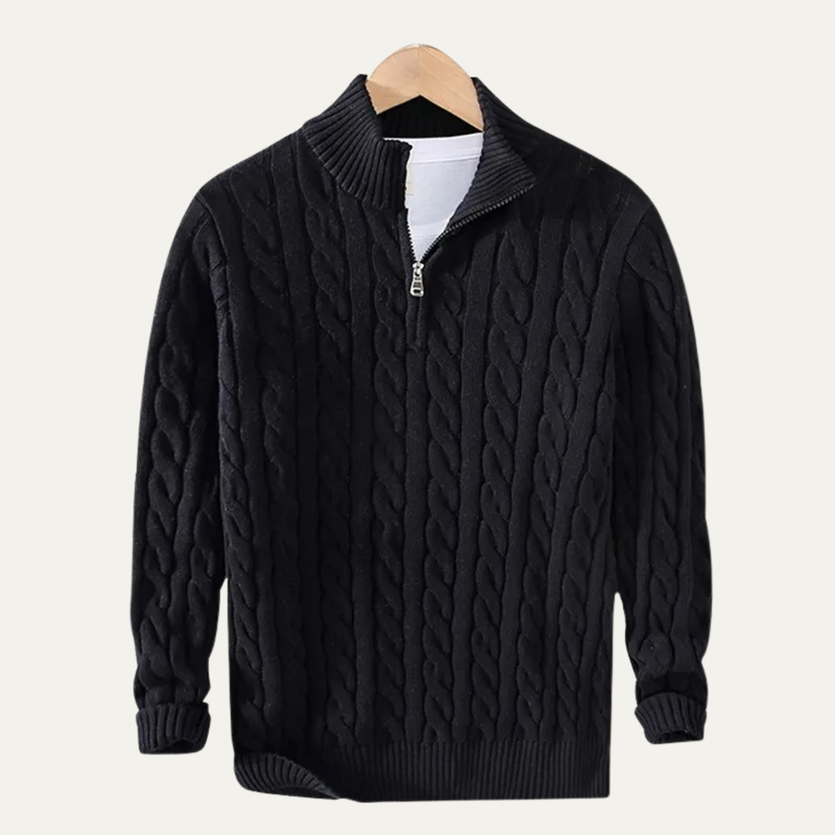 Men's Cotton Cable Knit Half Zip Sweater