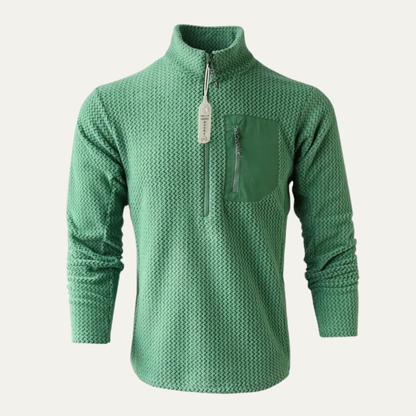 Men's Half Zip Sweater Chest Pocket Red