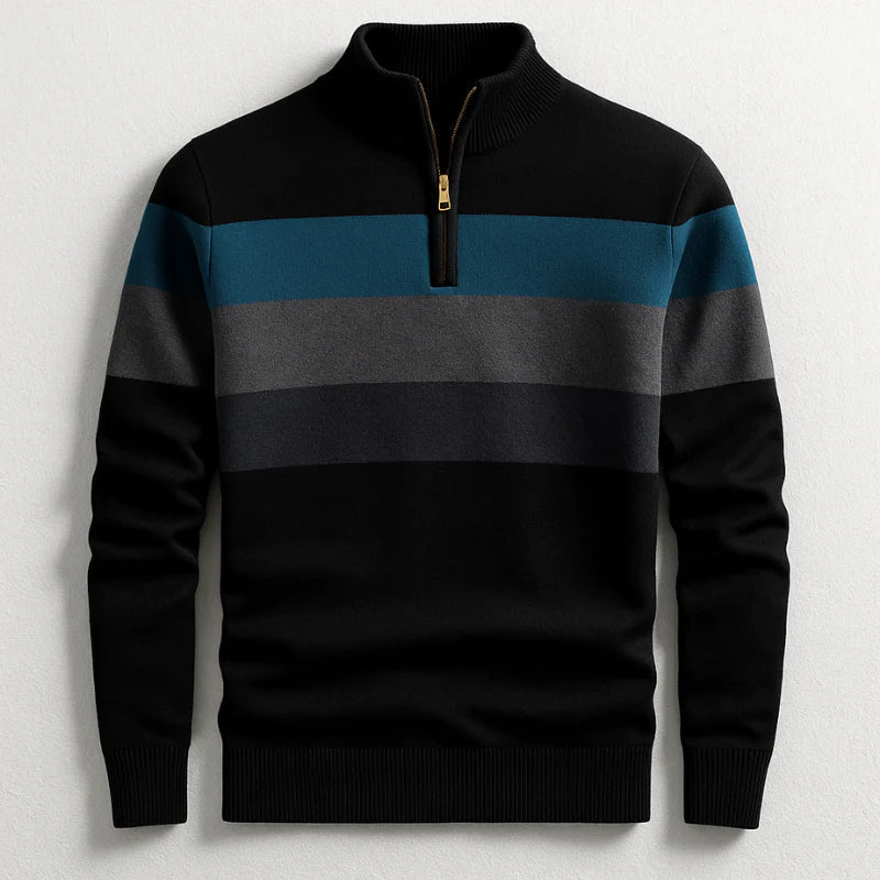Men's Striped Zip Neck Sweater Pullover