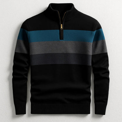Men's Striped Zip Neck Sweater Pullover