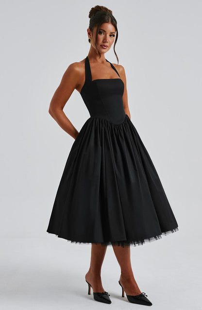 Women's Midi Dress Halter Neck Tulle Skirt
