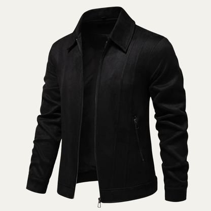 Men's Suede Leather Trucker Jacket Zip Up