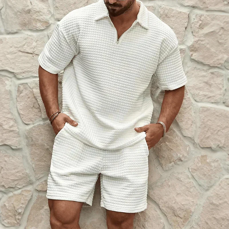Men's Polo And Shorts Set Red