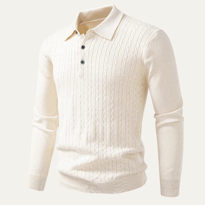 Men's Cotton Polo Sweater Soft Knit