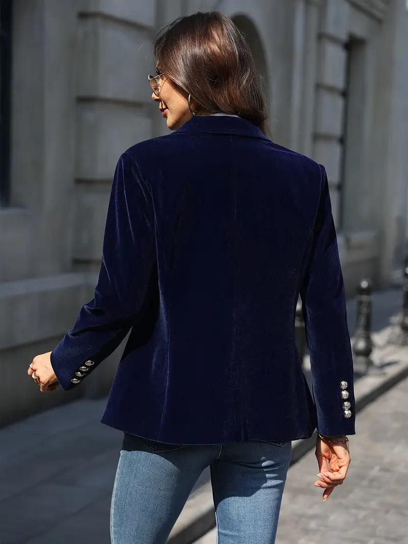 Women's Velvet Blazer Elegant Black