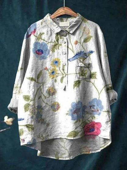 Women's Floral Print Blouse Button Front