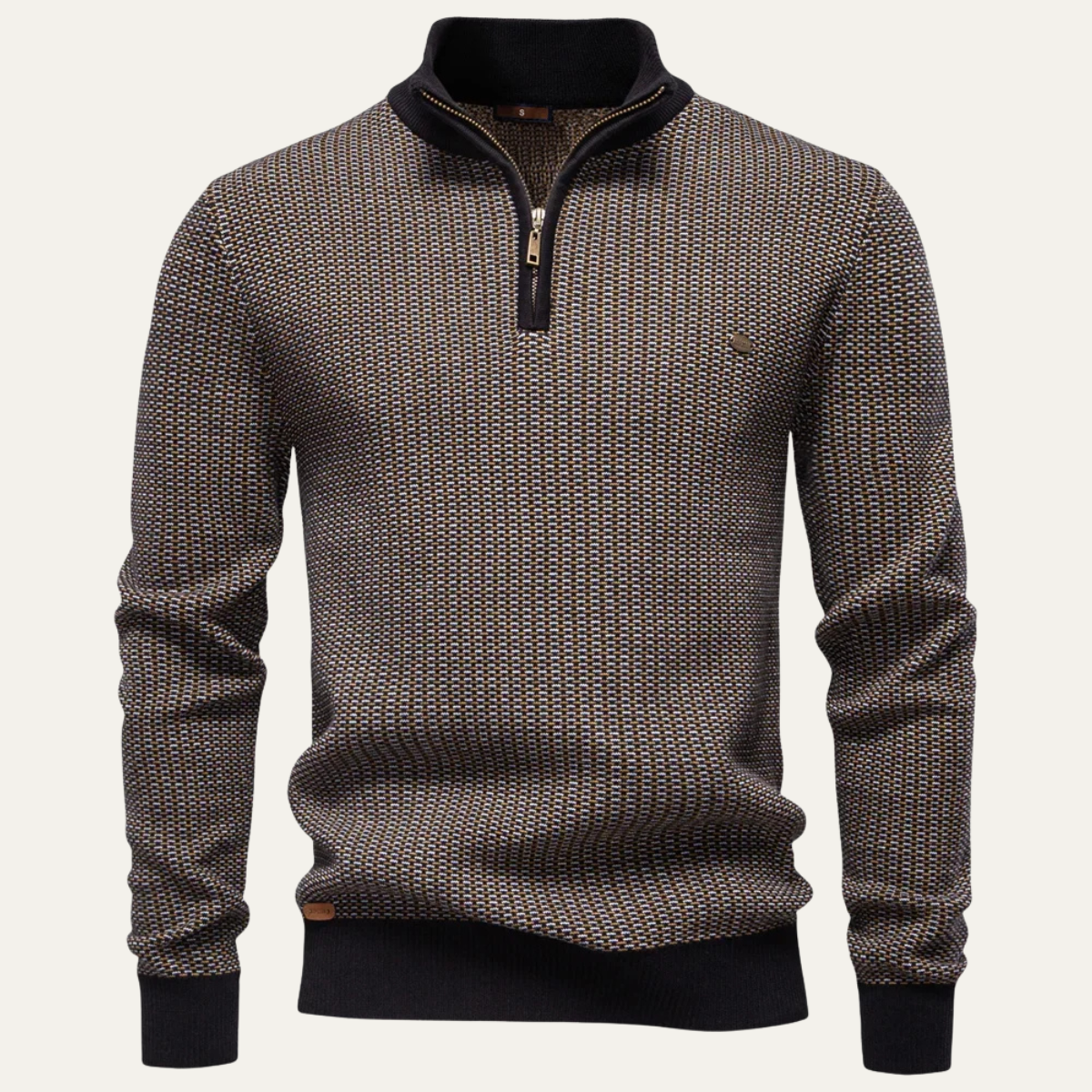 Men's Thick Knit Sweater Half Zip Stand Collar Warm - VibreMode