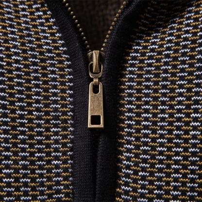Men's Thick Knit Sweater Half Zip Stand Collar Warm