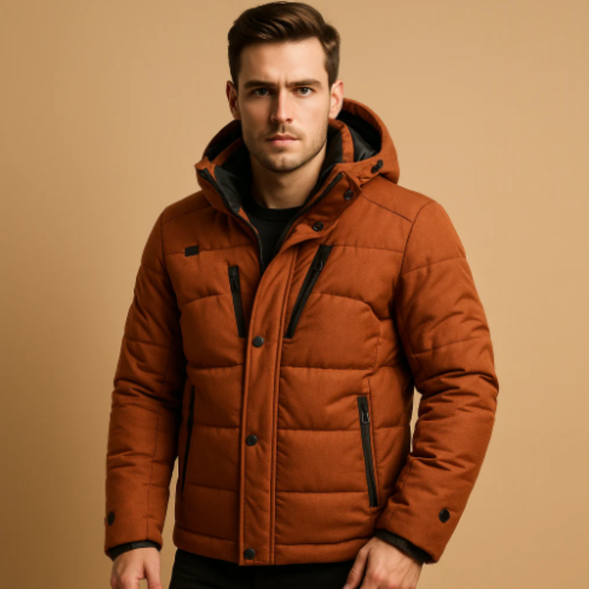 Huntington Men's Puffer Parka Jacket Detachable Hood