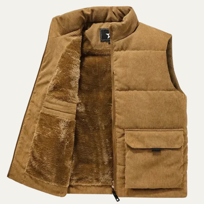 Men's Padded Puffer Vest Corduroy Warm Silverhill