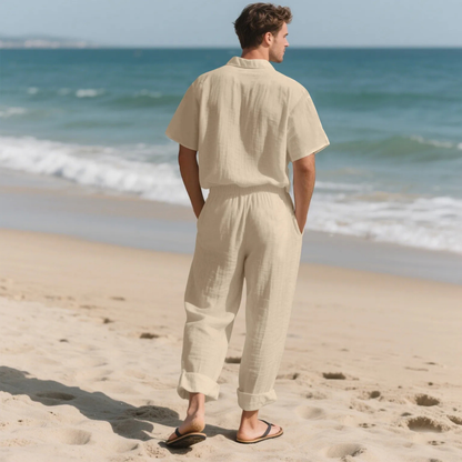 Men's Lightweight Casual Shirt And Pants Set