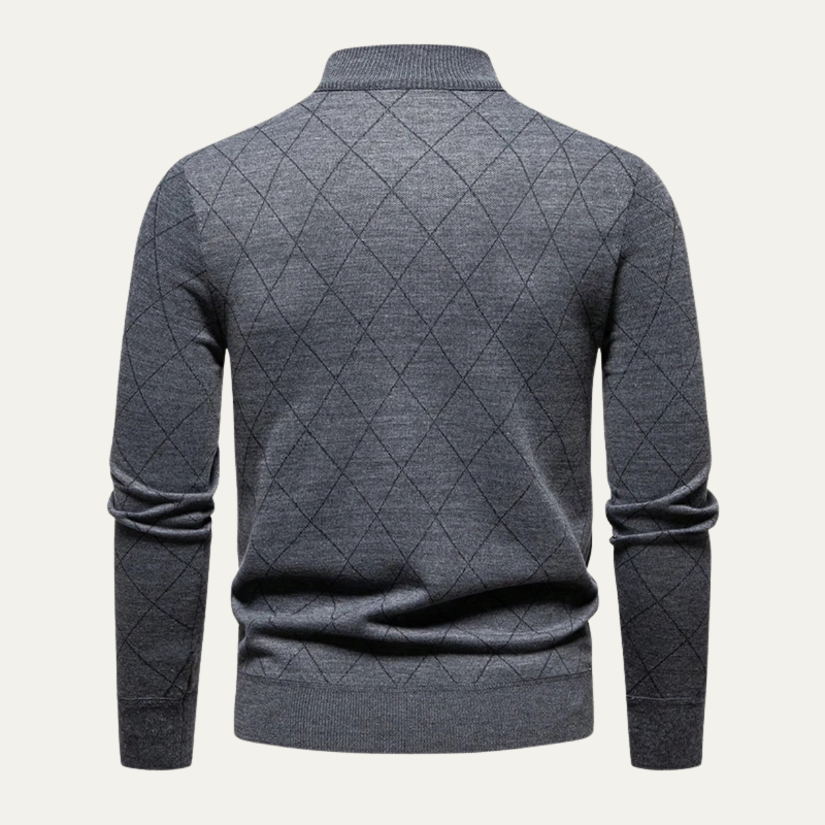 Men's Quarter Zip Sweater Diamond Pattern Knit