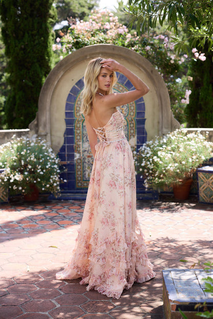 Women's Maxi Dress Ruffle Hem Spaghetti Strap