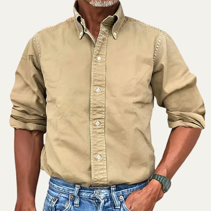 Vercelli Men's Button Down Shirt Solid Color Cotton