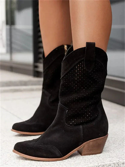 Men's Cowboy Boots Mid Calf Low Heel - VibreMode
