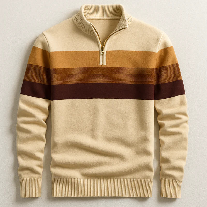 Men's Striped Zip Neck Sweater Pullover