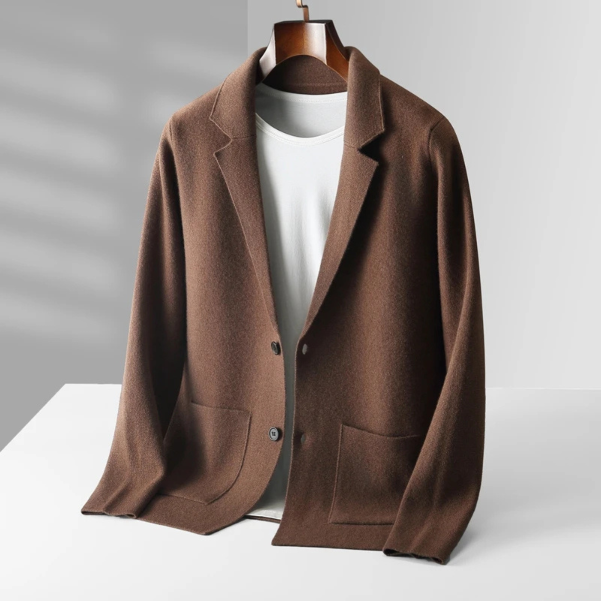 Men's Merino Wool Cardigan Soft Knit Grey