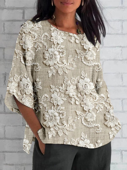 Women's Relaxed Floral Blouse - VibreMode