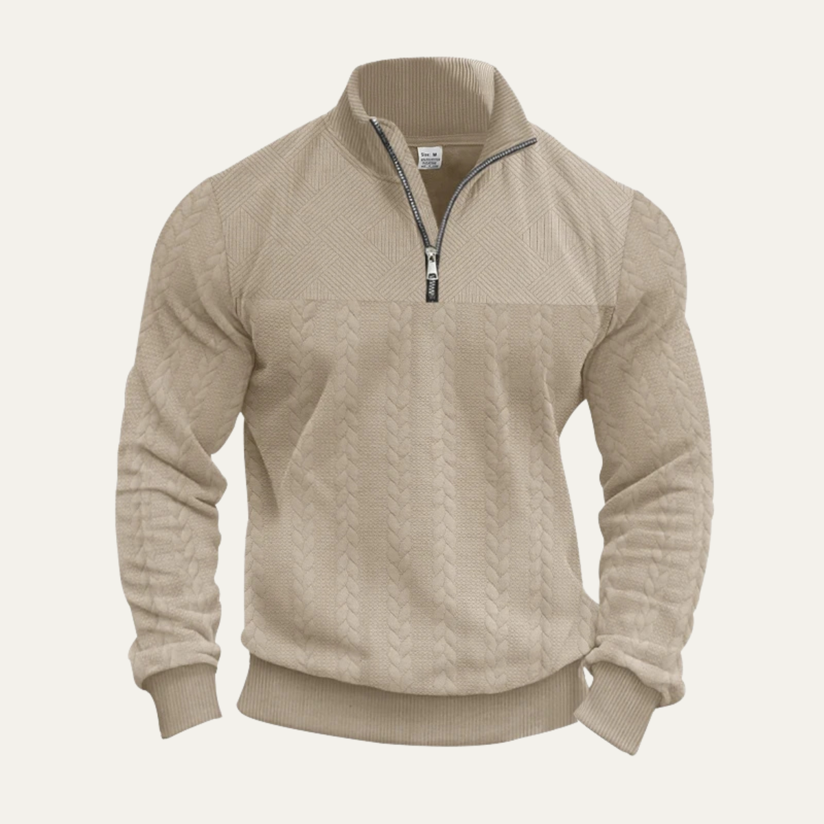 Men's Half Zip Knit Sweater Jacquard Pattern Warm - VibreMode