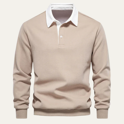 Men's Long Sleeve Polo Classic Knit Shirt - VibreMode