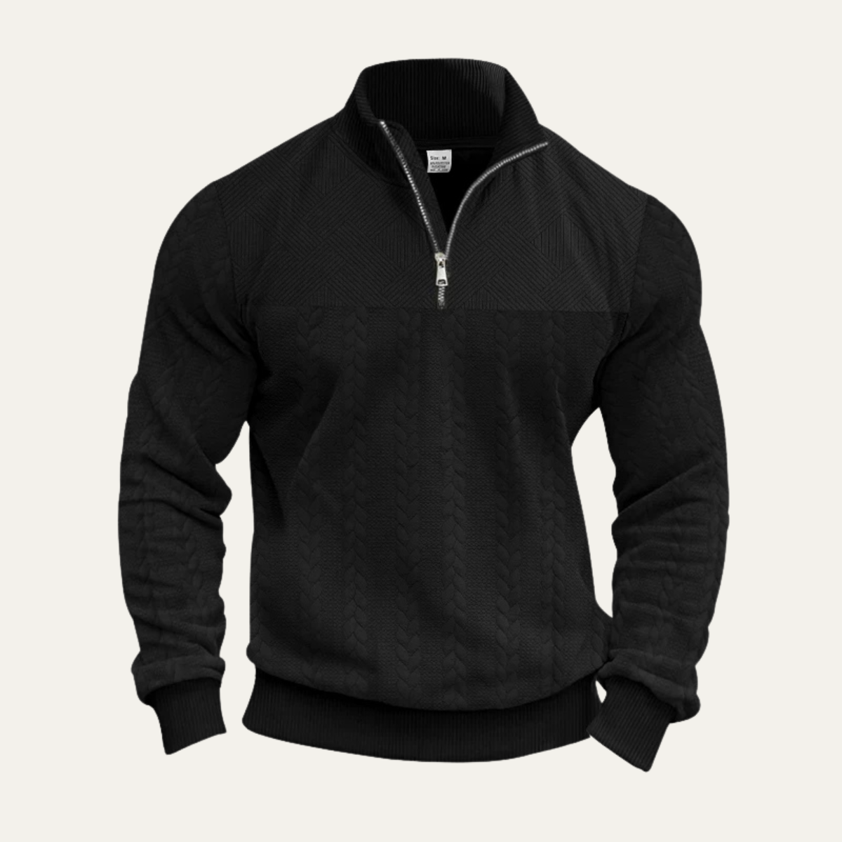 Men's Half Zip Knit Sweater Jacquard Pattern Warm
