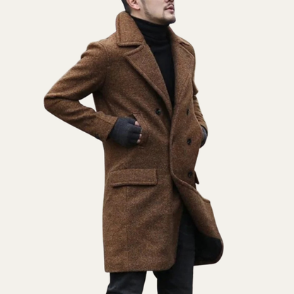 Men's Wool Double Breasted Long Winter Coat