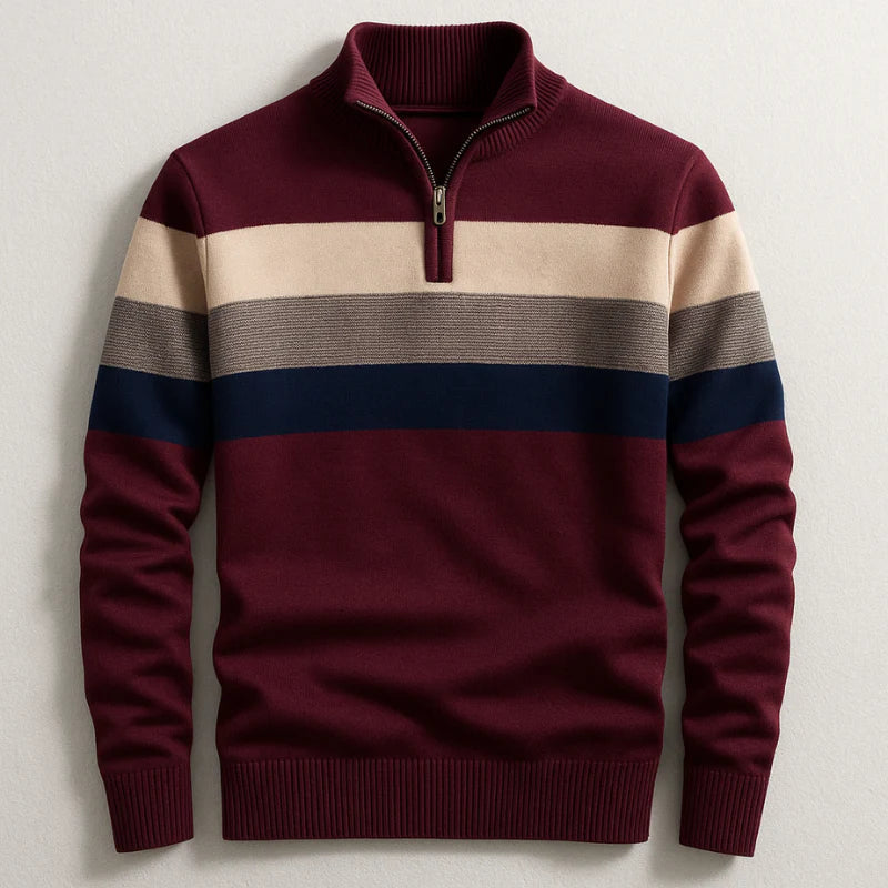 Men's Striped Zip Neck Sweater Pullover