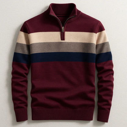 Men's Striped Zip Neck Sweater Pullover