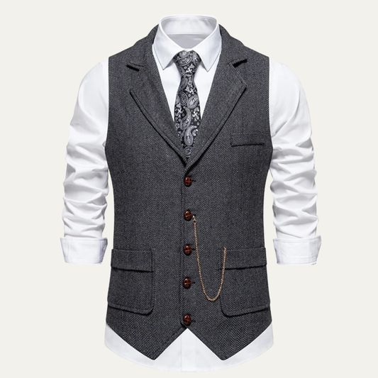 Men's Tweed Waistcoat Chain Vest - VibreMode