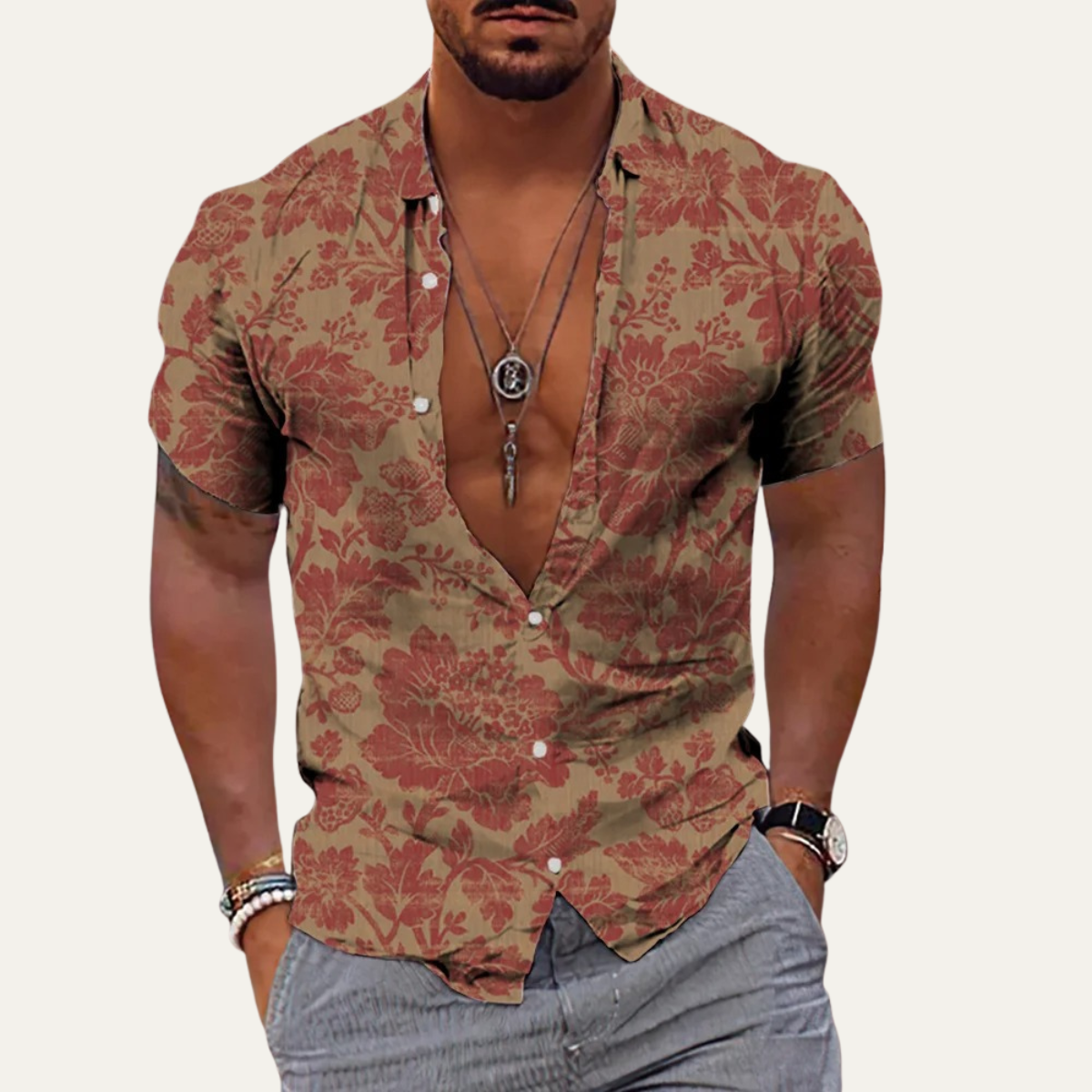 Men's Hawaiian Shirt Tropical Coconut Print